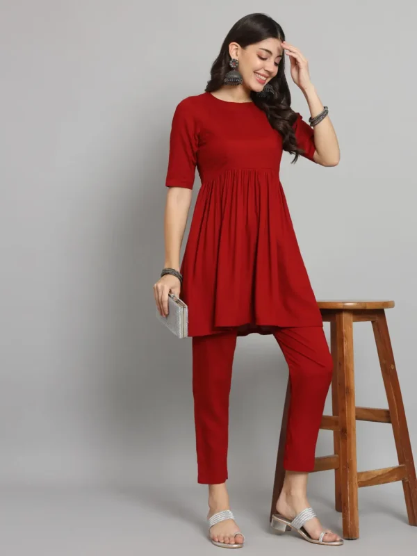 Maroon Solid Co-ord Set