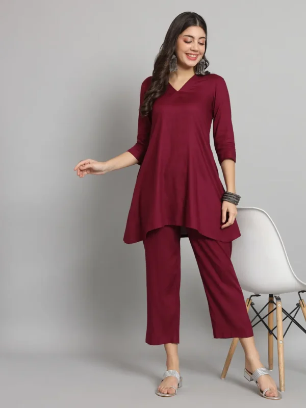 Wine Solid Co-ord Set
