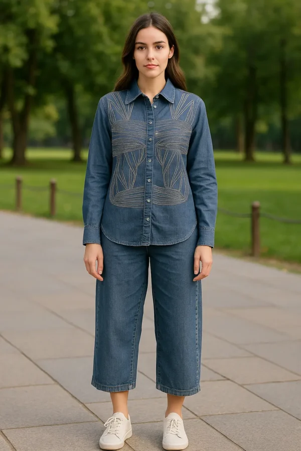 Embroidered Denim Coord Set