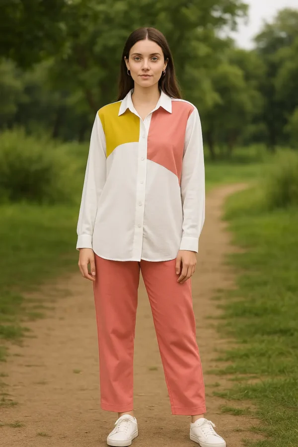 Multicolor Colorblock Cotton Coord Set