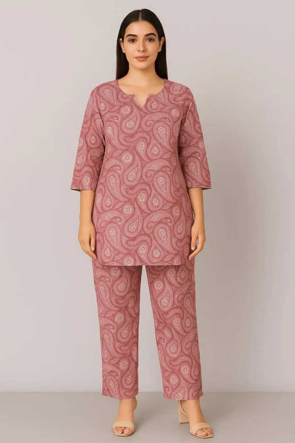 Dusty Pink Paisley Print Co-ord Set