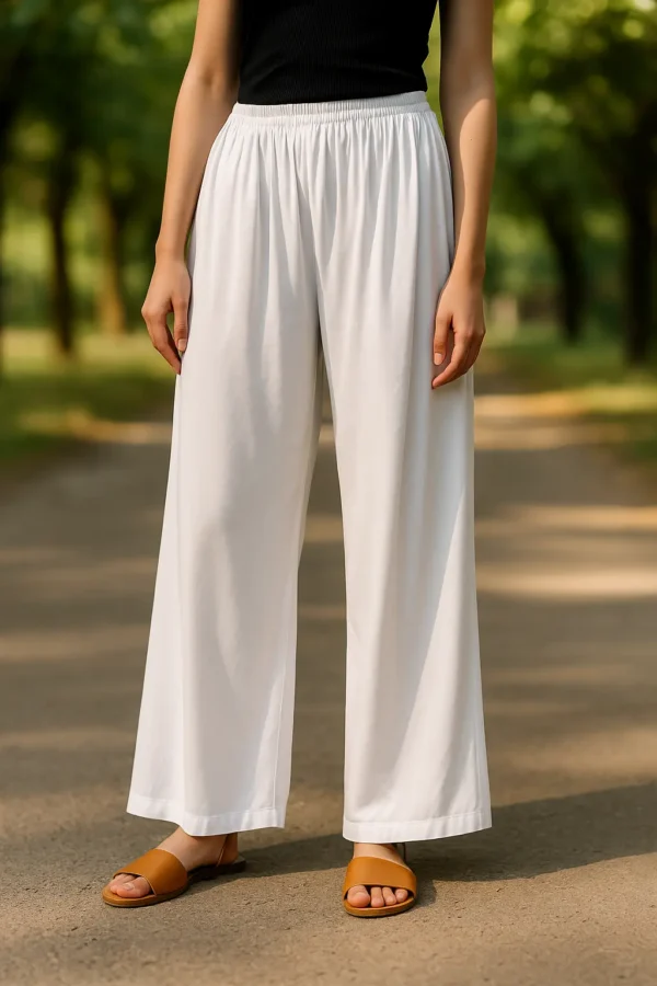 White Flowy Wide-Leg Palazzos