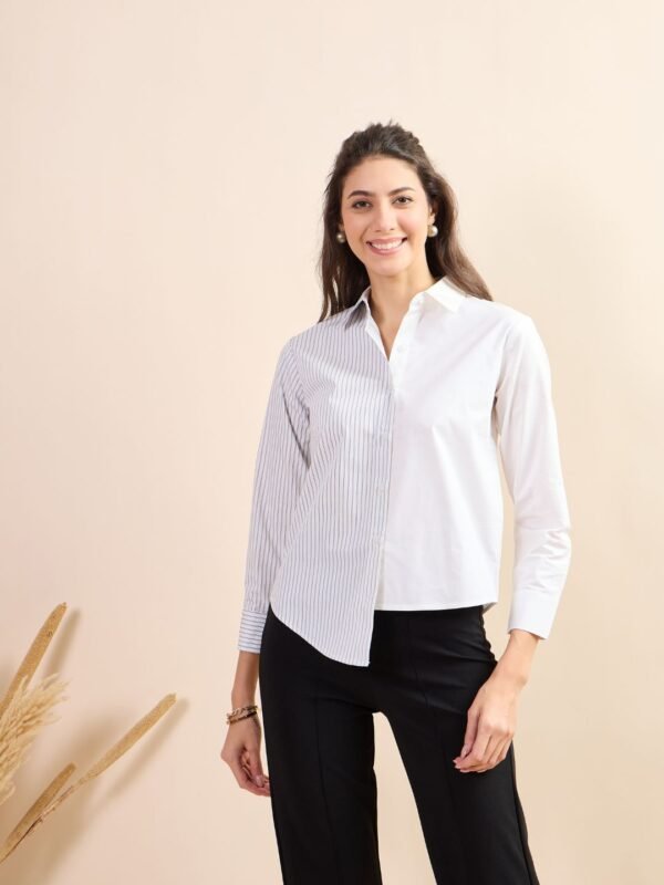 Monochrome Half & Half Panel Shirt