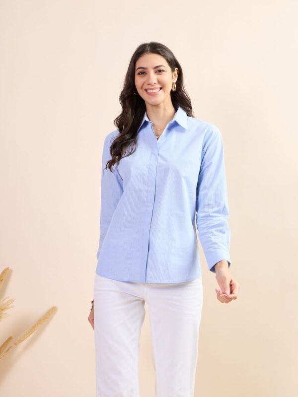 Light Blue Pinstripe Formal Shirt