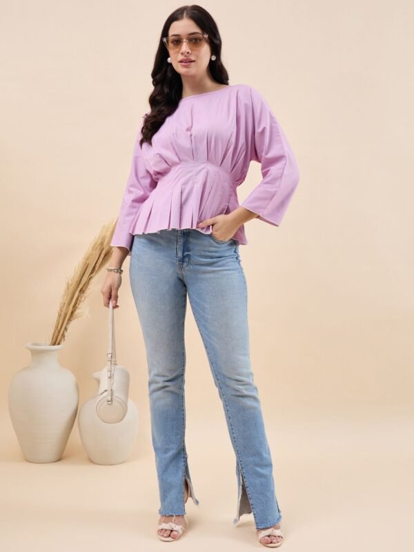 Lavender Box Pleat Structured Top