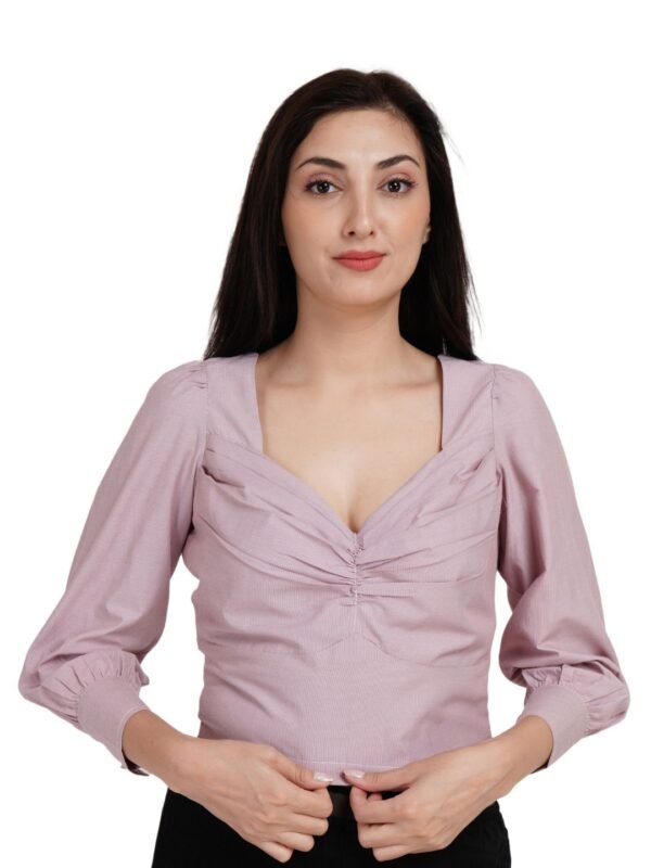 Mauve Ruched Sweetheart Neck Crop Top