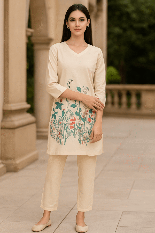 Beige Floral Printed Co-ord Set