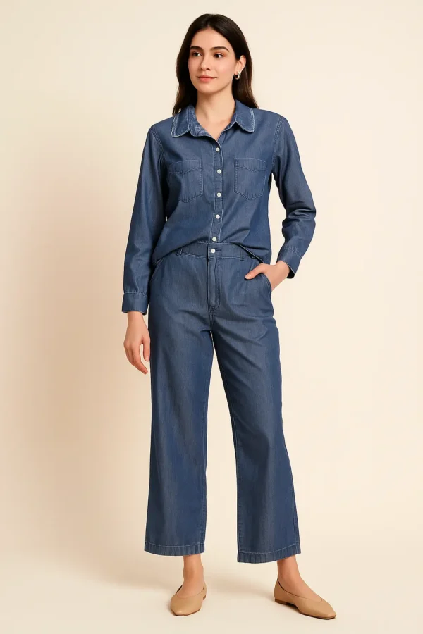 Denim Co-ord Set – Shirt & Straight Pants