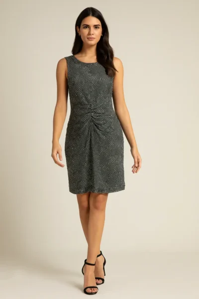 DRS-69-1 Elegant Grey Sequin Party Dress
