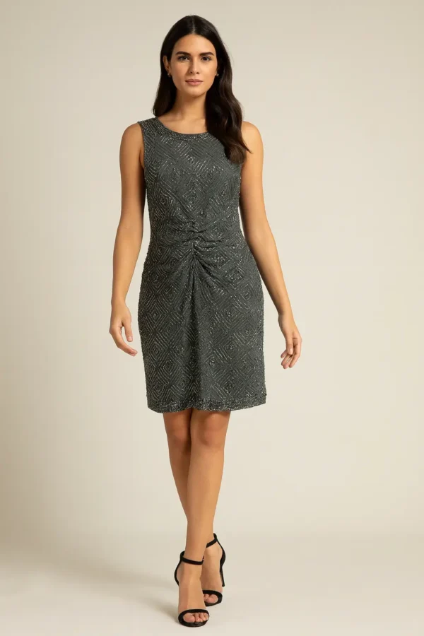 Elegant Grey Sequin Party Dress
