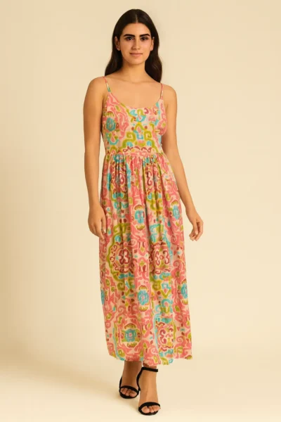 DRS-77-1 Multicolor Spaghetti Strap Maxi Dress