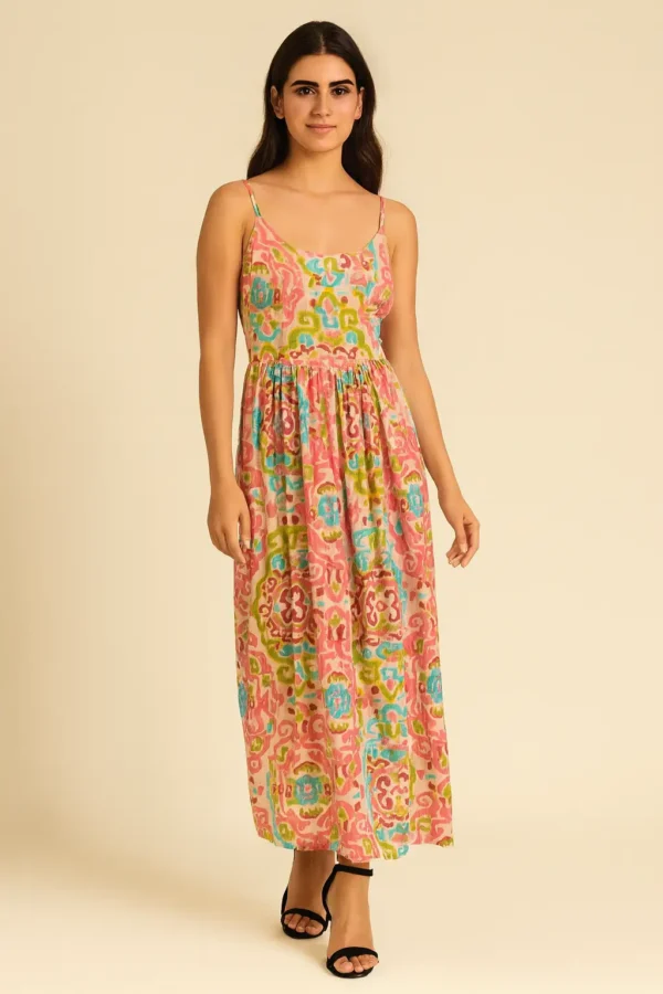 Multicolor Spaghetti Strap Maxi Dress