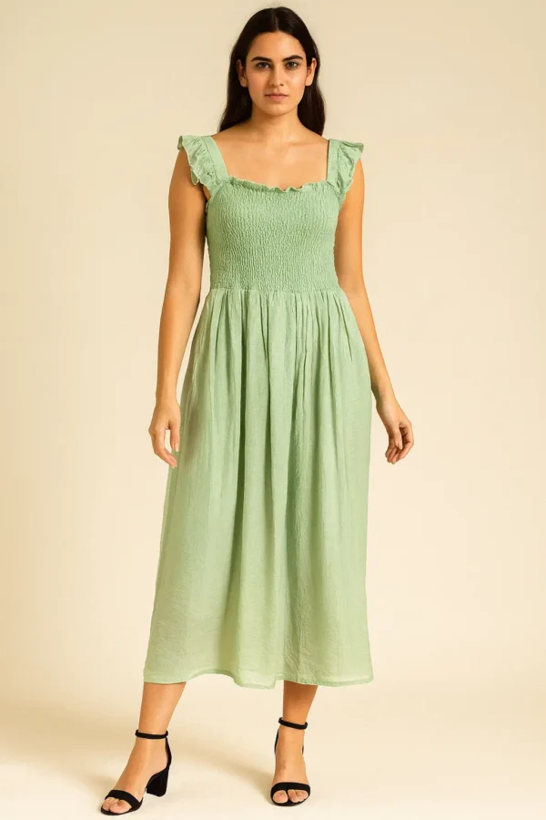 Mint Green Smocked Maxi Dress