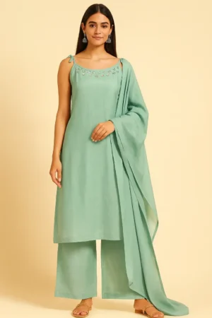 KPD-123-1 Vatican Silk Mirror Work Kurti Set