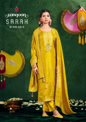 KPD-200-2 Silk Jacquard Suit – Mustard Yellow