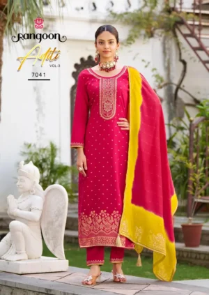KPD-205-2 Elegant Jacquard Silk Suit Set