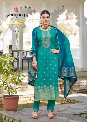KPD-206-2 Elegant Green Jacquard Silk Suit with Dupatta