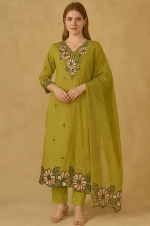 KPD-221-1 Embroidered Floral Work Suit Set