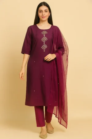 KPD-228-1 Roman Shimmer Embroidered Suit Set