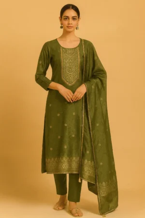 KPD-238-1 Elegant Jacquard Shimmer Silk Kurta Set