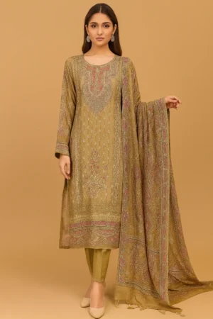 KPD-242-1 Elegant Russian Silk Embroidered Suit Set