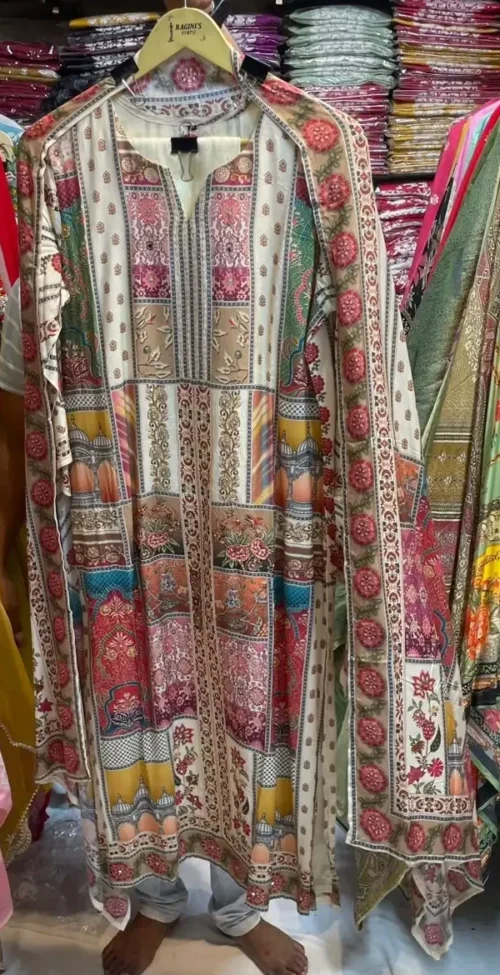 KPD-244-2 Elegant Multi-Print Russian Silk Kurta Set with Dupatta
