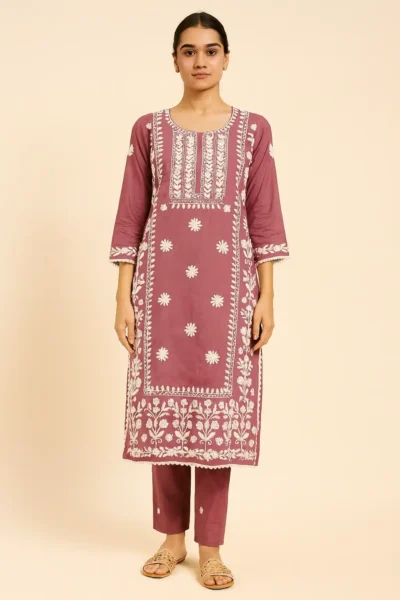 KPD-257-1 Rayon Embroidered Kurta Pant Set