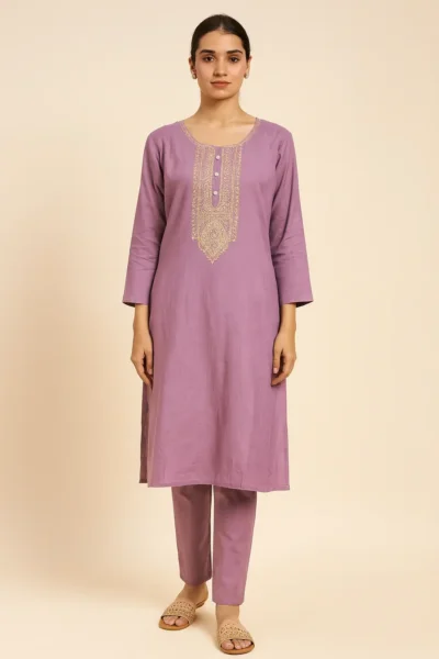 KPD-259-1 Lavender Vatican Silk Kurta Pant Set