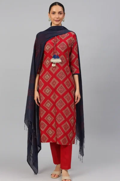 KPD-262-1 Muslin Embroidered Kurta Pant Dupatta Set