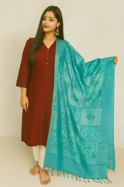 DPT-3-0 Dupion Slub Fabric Handloom Dupatta