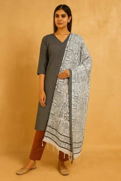 DPT-7-0 Pashmina Bhagalpuri Handloom Printed Dupatta