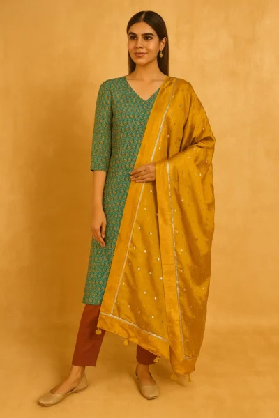 DPT-9-0 Silk Polka Handloom Dupatta