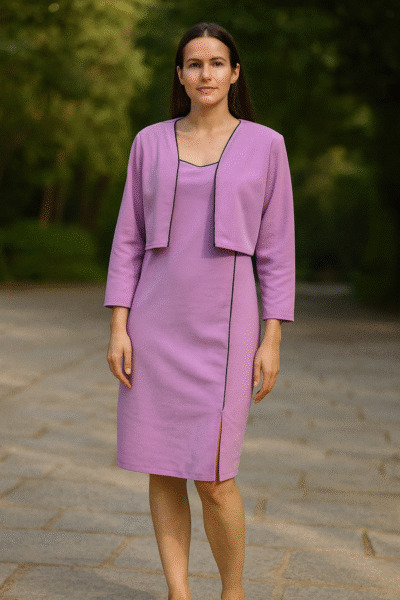 DRS-143-1 Lavender Imported Fabric Dress with Shrug