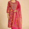 KPD-289-1 Vibrant Pink Floral Rayon Kurta Set with Pant & Dupatta