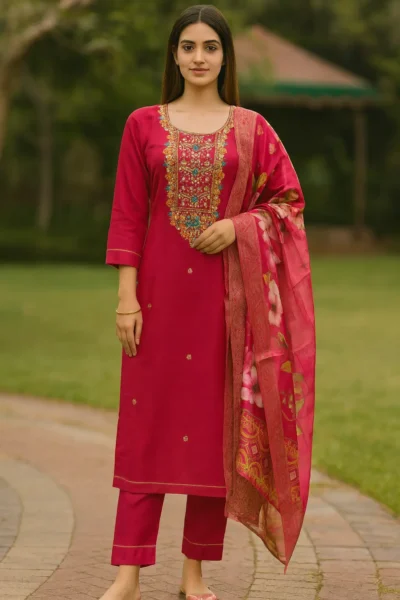 KPD-391-1 Shimmer Banarasi Work Kurta Pant with Banarasi Dupatta