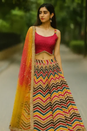 LHG-11-1 Chinon Fabric Lehenga with Dupatta