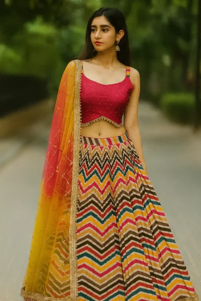 LHG-11-1 Chinon Fabric Lehenga with Dupatta