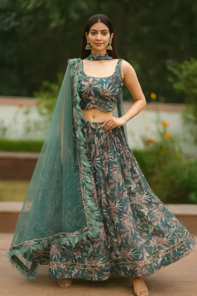 LHG-9-1 Georgette Fabric Printed Lehenga with Dupatta