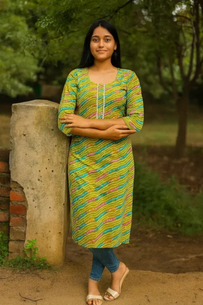 LK-61-1 Multicolor Striped Printed Cotton Kurta