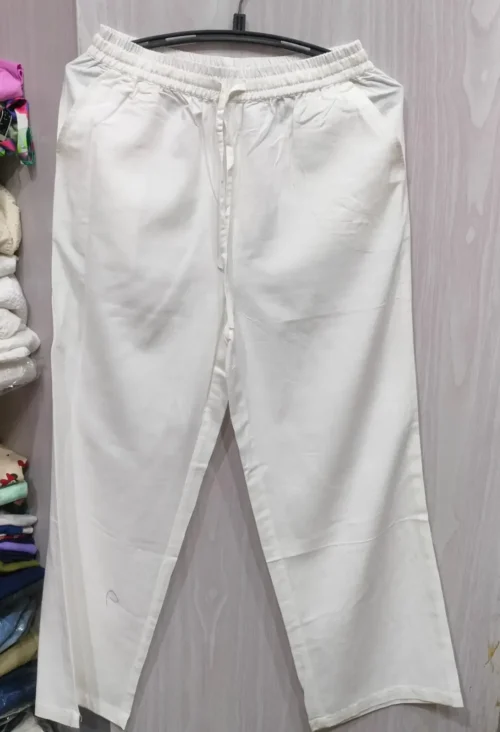 PNT-19-2 White Linen Straight-Fit Pants