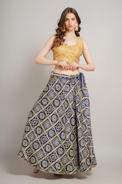 SKT-1-1 Silk Blend Bandhani Long Skirt for Women