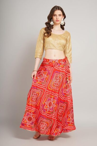SKT-5-1 RangYaatra Women's Silk Bandhani Skirt