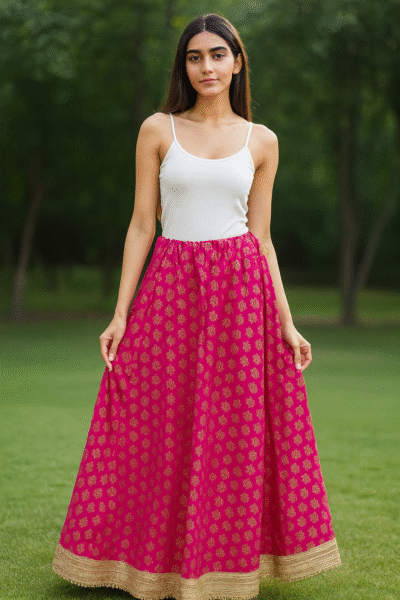 SKT-8-1 Rayon Lace Work Skirt
