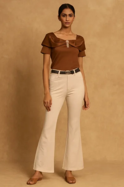 TOP-48-1 Imported Fabric Top – Brown Elegance