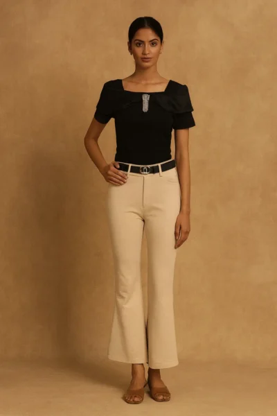 TOP-49-1 Imported Fabric Top – Black Chic