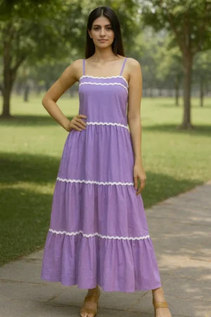 DRS-177-1 Lavender Dream Tiered Cotton Maxi Dress