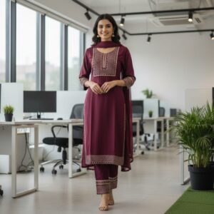 KPD-449-1 Maroon Ethnic Kurta Set